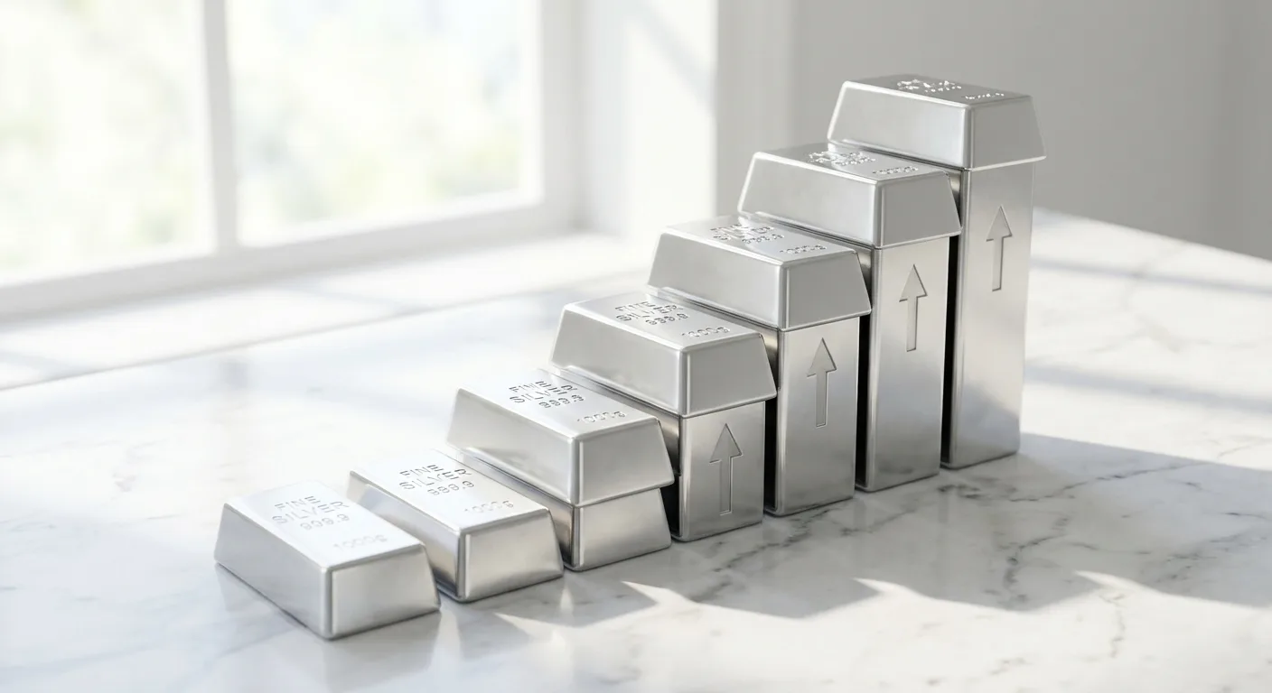 Silver bars surging — 7.8% single-day gain February 2026